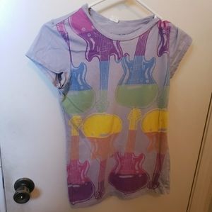 Rainbow Guitar Graphic Fitted Tee